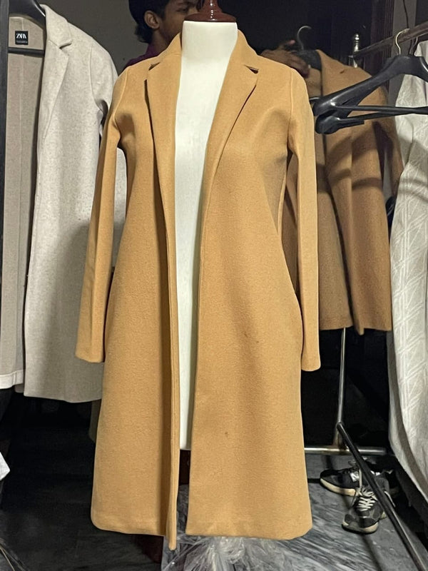 ZARA Women’s Lapel Long Coat – Elegant Winter Outerwear with Modern Tailored Fit