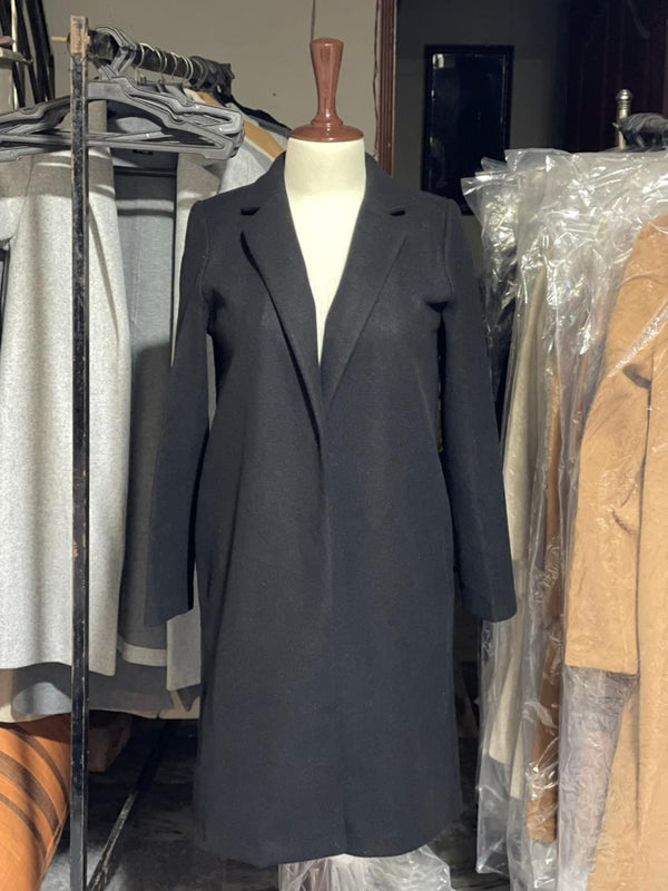 ZARA Women’s Lapel Long Coat – Elegant Winter Outerwear with Modern Tailored Fit
