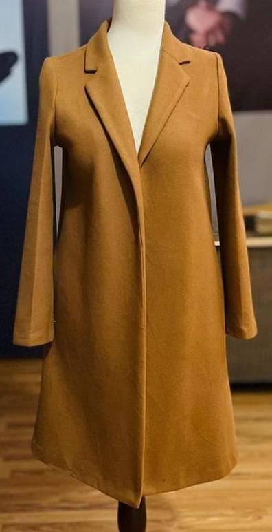 ZARA Women’s Lapel Long Coat – Elegant Winter Outerwear with Modern Tailored Fit